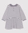 Babies' Striped Cotton Dress MARSHMALLOW white/SMOKING blue
