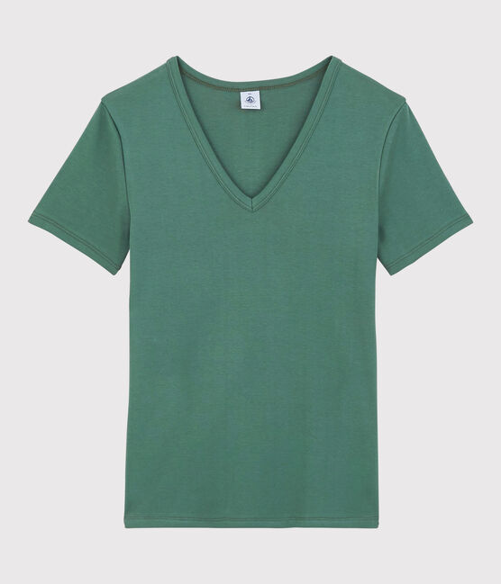 Women's Iconic V-Neck Cotton T-Shirt VALLEE green