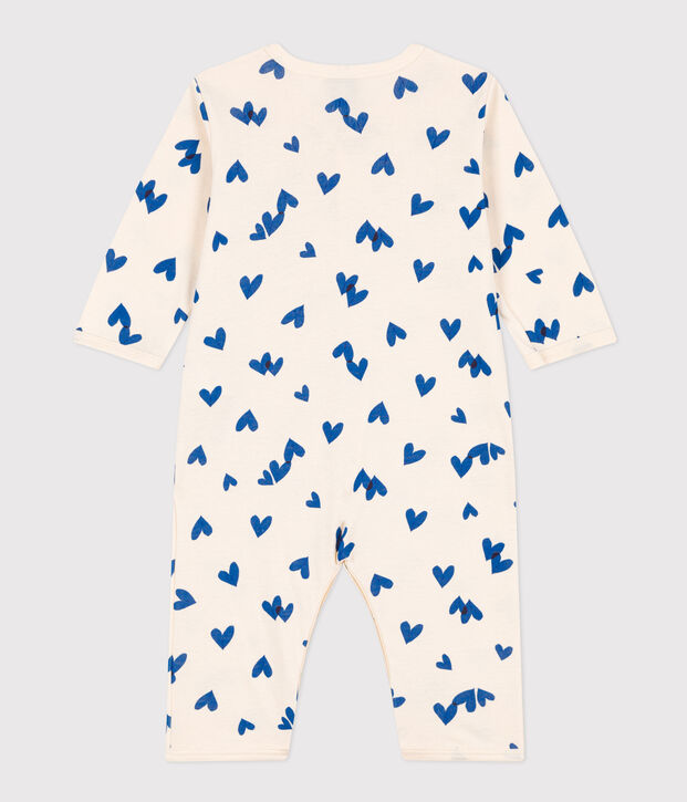 Babies' Patterned Footless Cotton Pyjamas Ecru/blue
