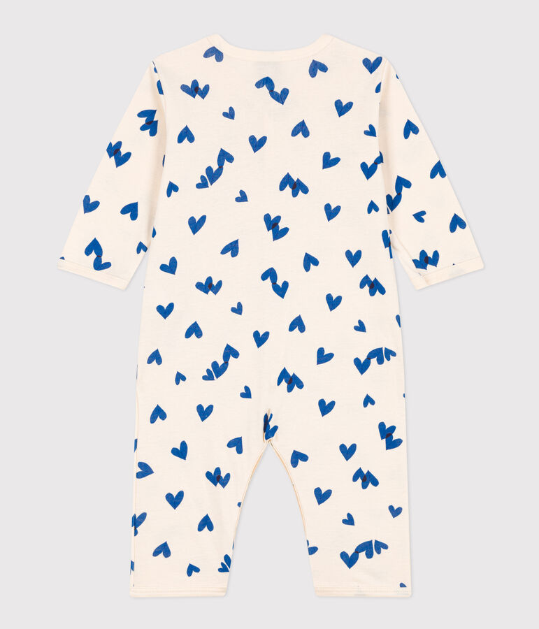 Babies' Patterned Footless Cotton Pyjamas Ecru/blue