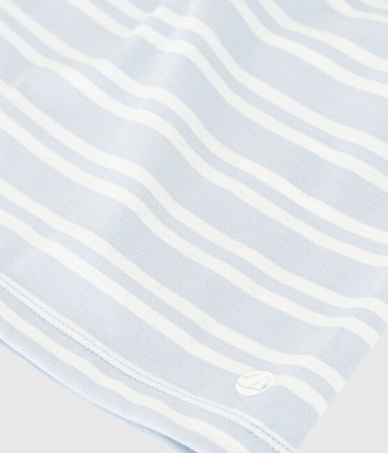 Girls' Stripy Short-Sleeved Cotton Dress GOMME /MARSHMALLOW