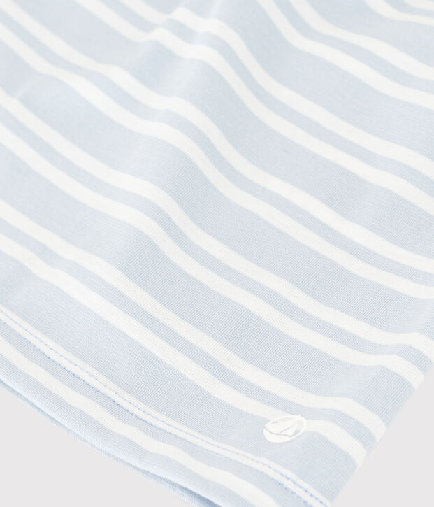 Girls' Stripy Short-Sleeved Cotton Dress blue/white