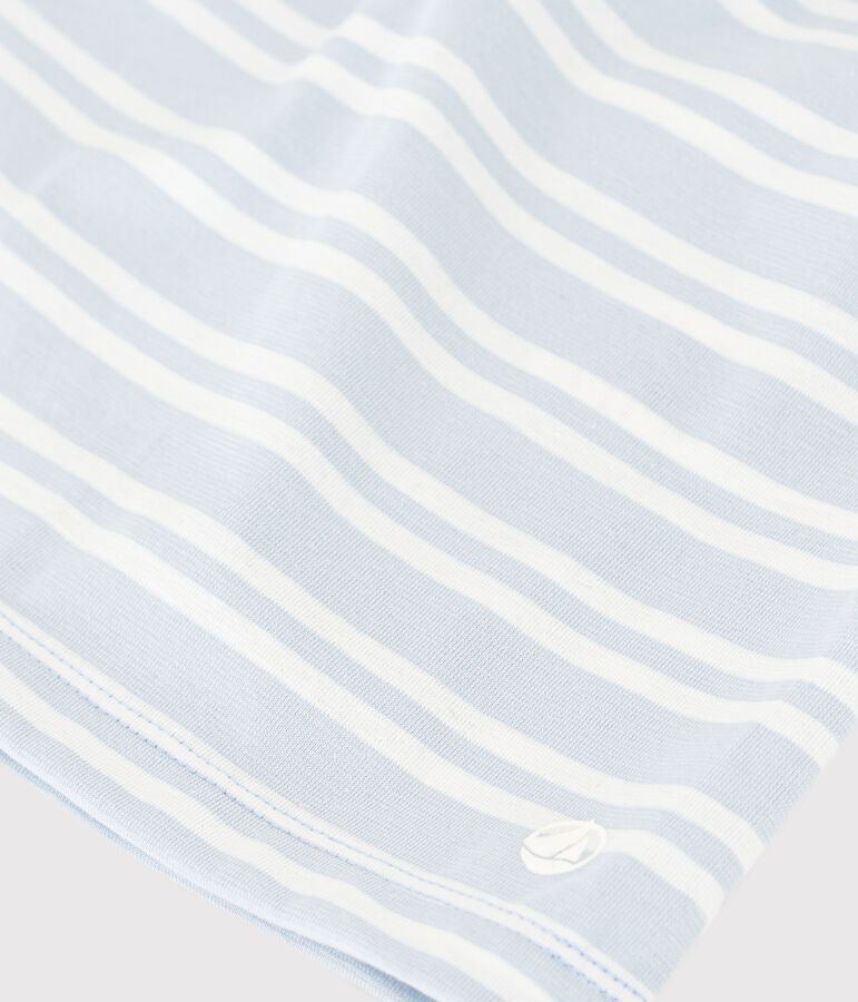 Girls' Stripy Short-Sleeved Cotton Dress GOMME /MARSHMALLOW