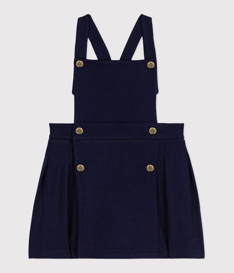 Babies' pleated cotton dress blue