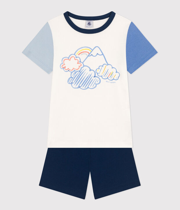 Children's Plain Short Cotton Pyjamas blue/multicolor