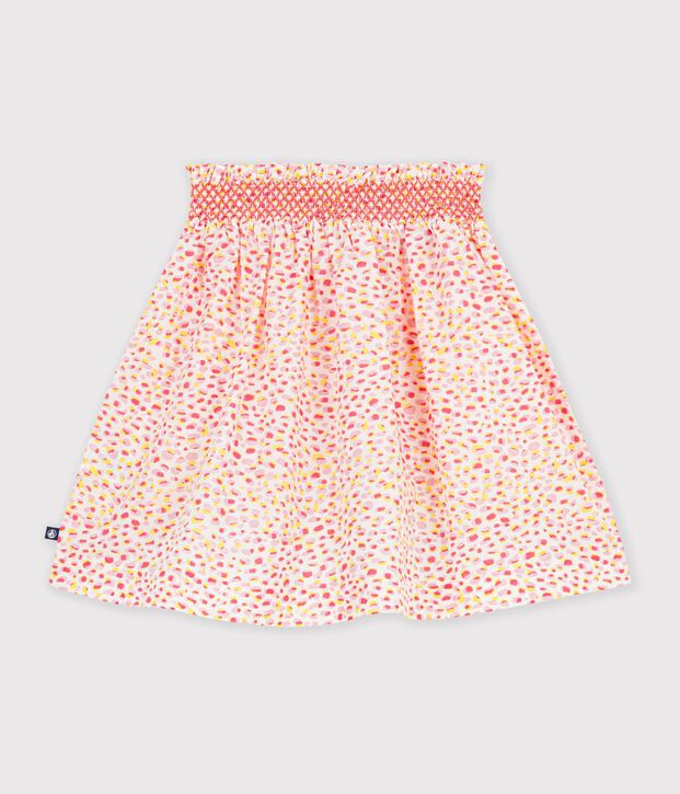 Children's short printed cotton skirt white/multicolor