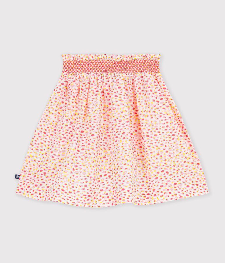 Children's short printed cotton skirt white/multicolor