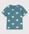 Babies' Cotton Heart Print Short-Sleeved T-Shirt BRUT green/AVALANCHE white
