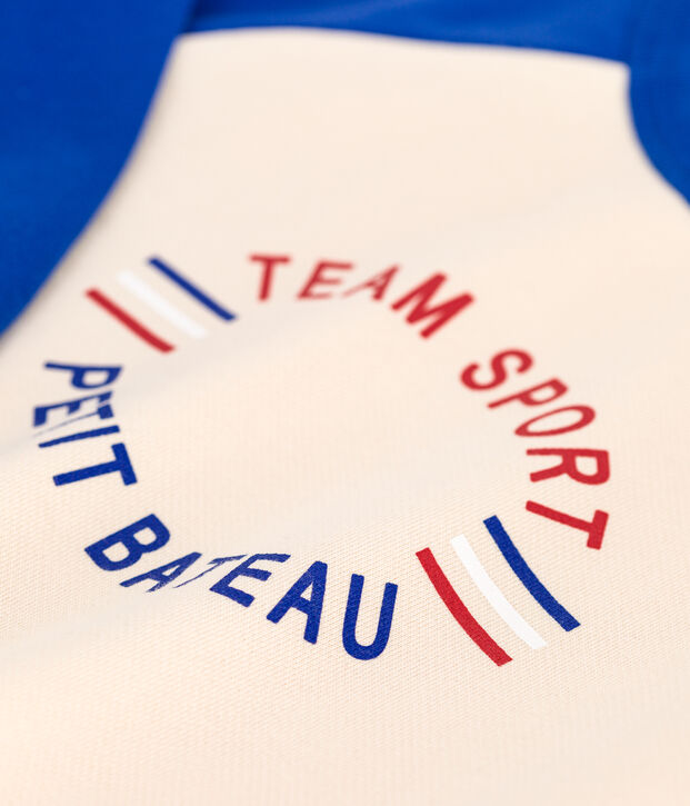 Boys' fleece sweatshirt Ecru/blue
