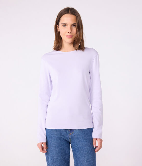 Women's Iconic long-sleeved cotton cocotte stitch T-shirt PARME purple
