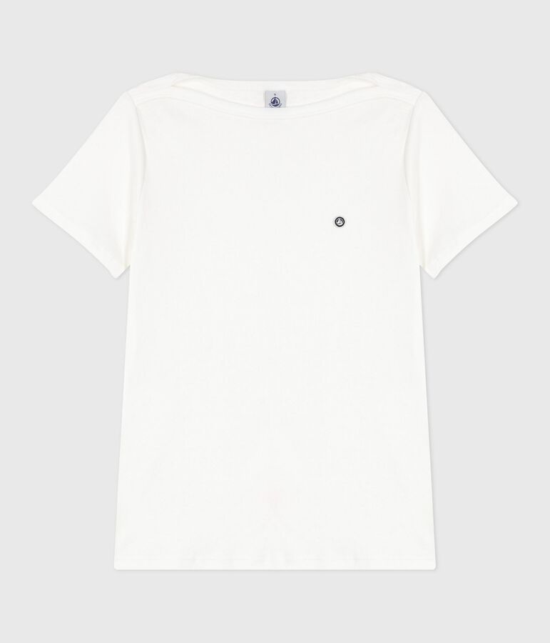 Iconic Women's Admiral Collar Cotton T-Shirt ECUME white
