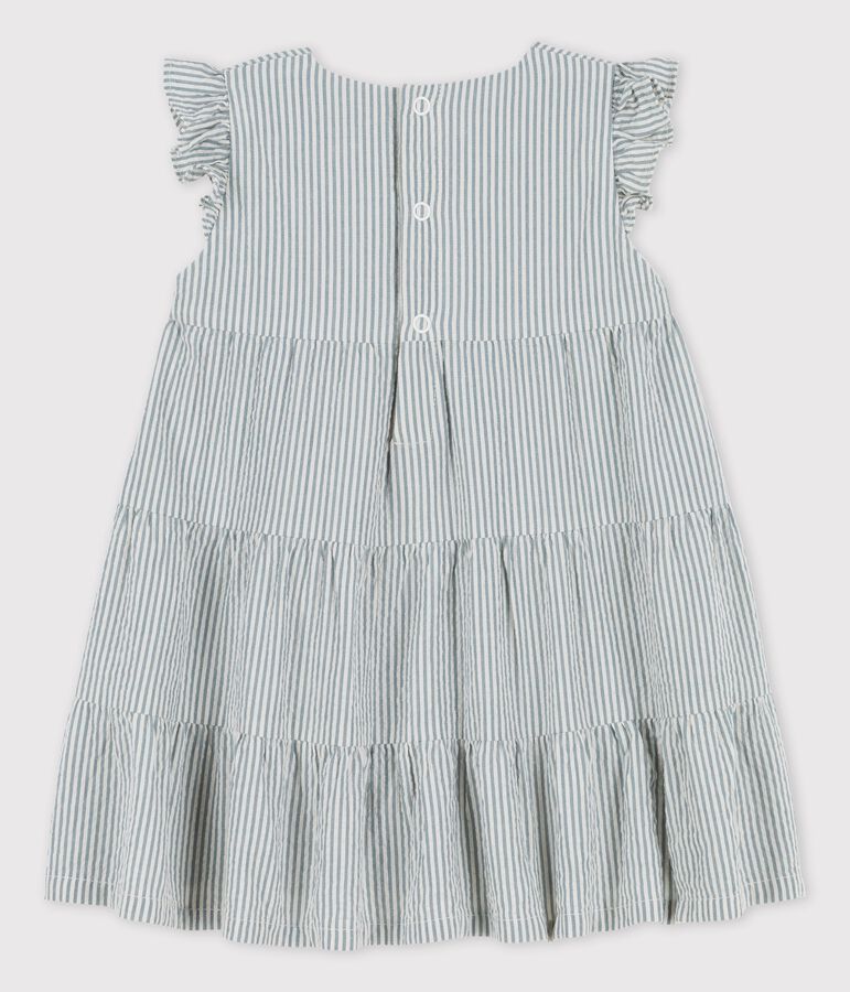 Babies' Striped Organic Seersucker Dress green/white