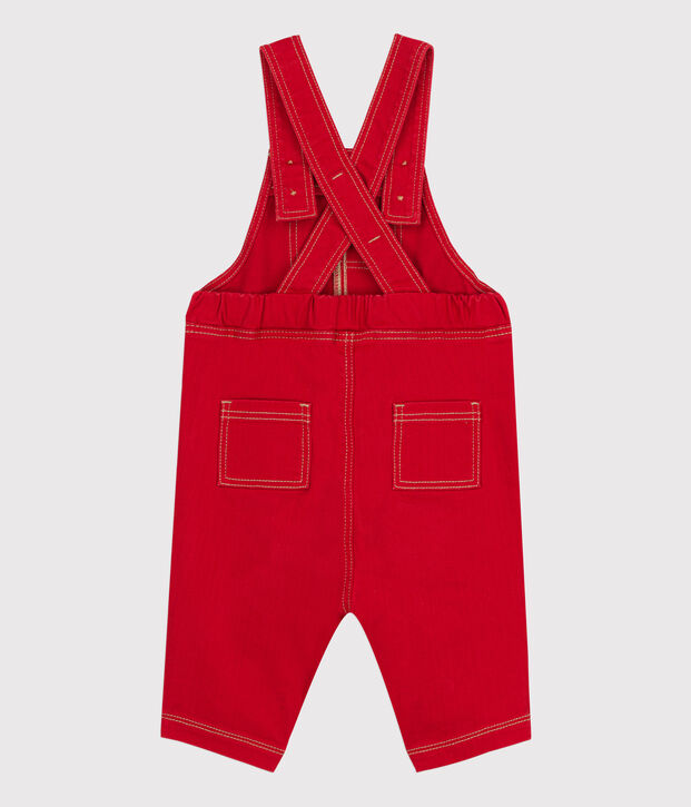 Babies' Long Denim Dungarees red
