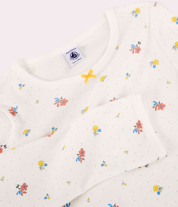 Girls' Floral Cotton Pyjamas white/multicolor