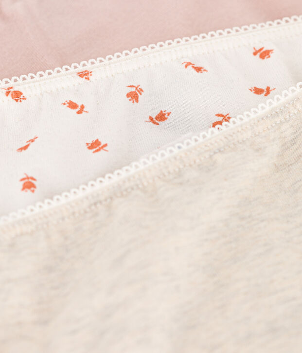 Girls' Flower Cotton and Elastane Briefs - 3-Pack multicolor