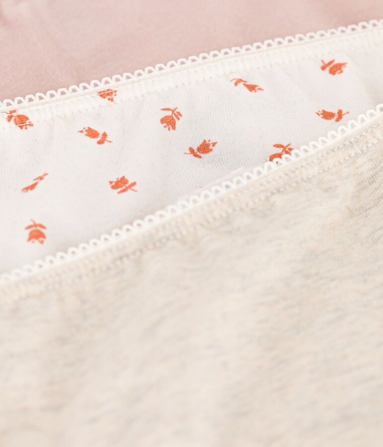 Girls' Flower Cotton and Elastane Briefs - 3-Pack multicolor