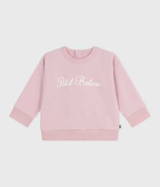 Babies' Petit Bateau embroidered cotton sweatshirt JOLI pink