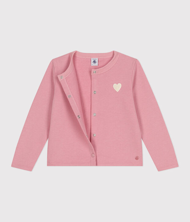Children's plain fleece cardigan pink