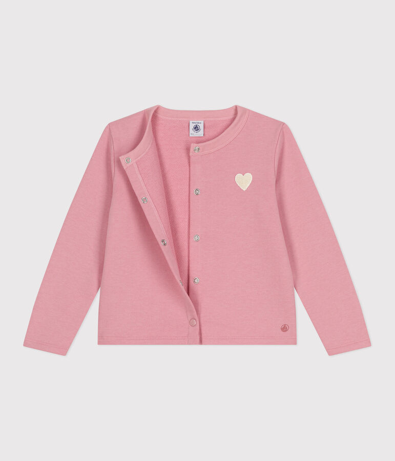Children's plain fleece cardigan CHARME pink