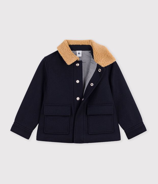 Children's pea coat-style jacket in plain woollen broadcloth SMOKING