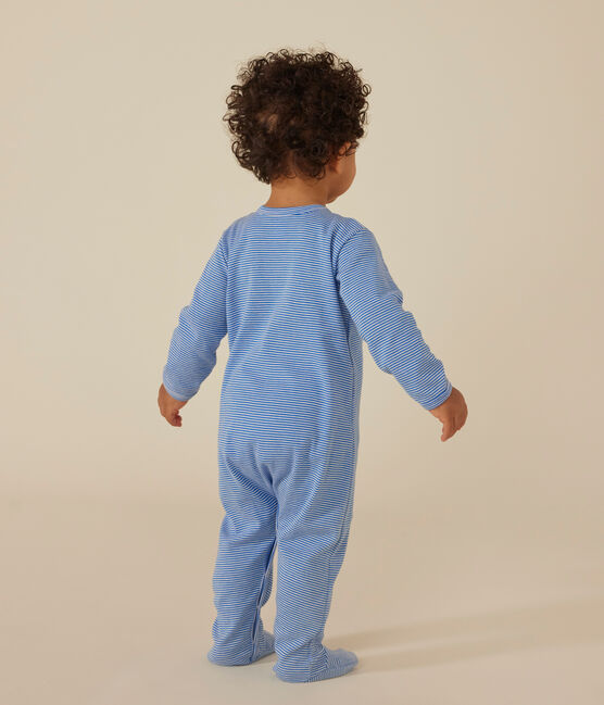 Babies' Stripy Cotton Pyjamas DELPHINIUM /MARSHMALLOW