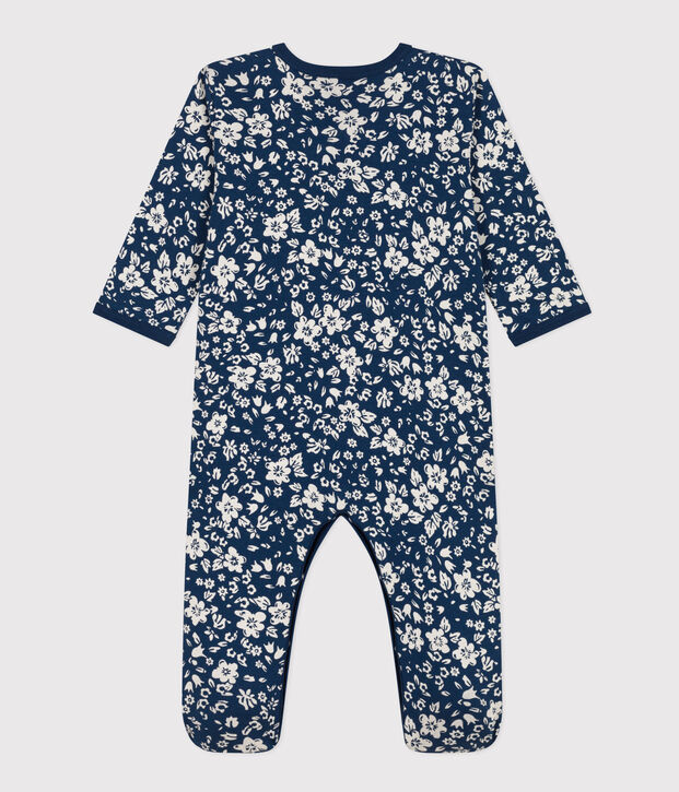 Babies' Floral Cotton Bodyjama blue/white