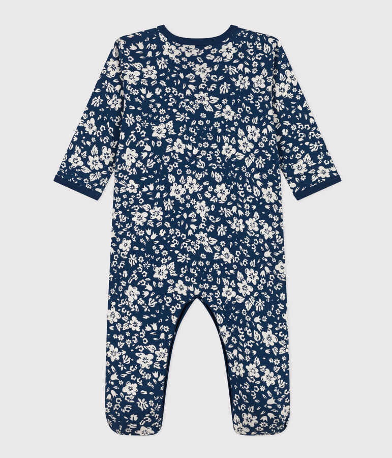 Babies' Floral Cotton Bodyjama blue/white
