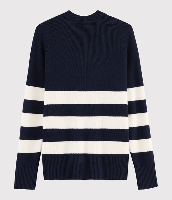 Women's Wool Breton Pullover SMOKING blue/MARSHMALLOW white