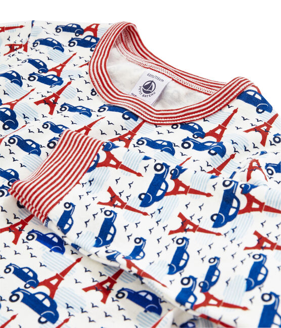 Boys' Ribbed Pyjamas MARSHMALLOW white/MULTICO white