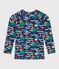 Children's long-sleeved printed UV protection swim T-shirt blue/multicolor