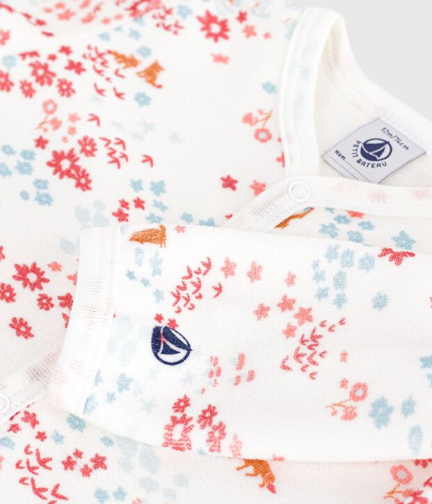 Dors-bien en bouclette velours imprim&eacute; white/pink/multicolor
