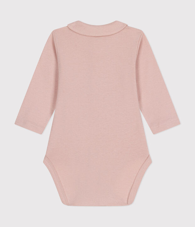 Babies' Long-Sleeved Bodysuit With a Collar pink