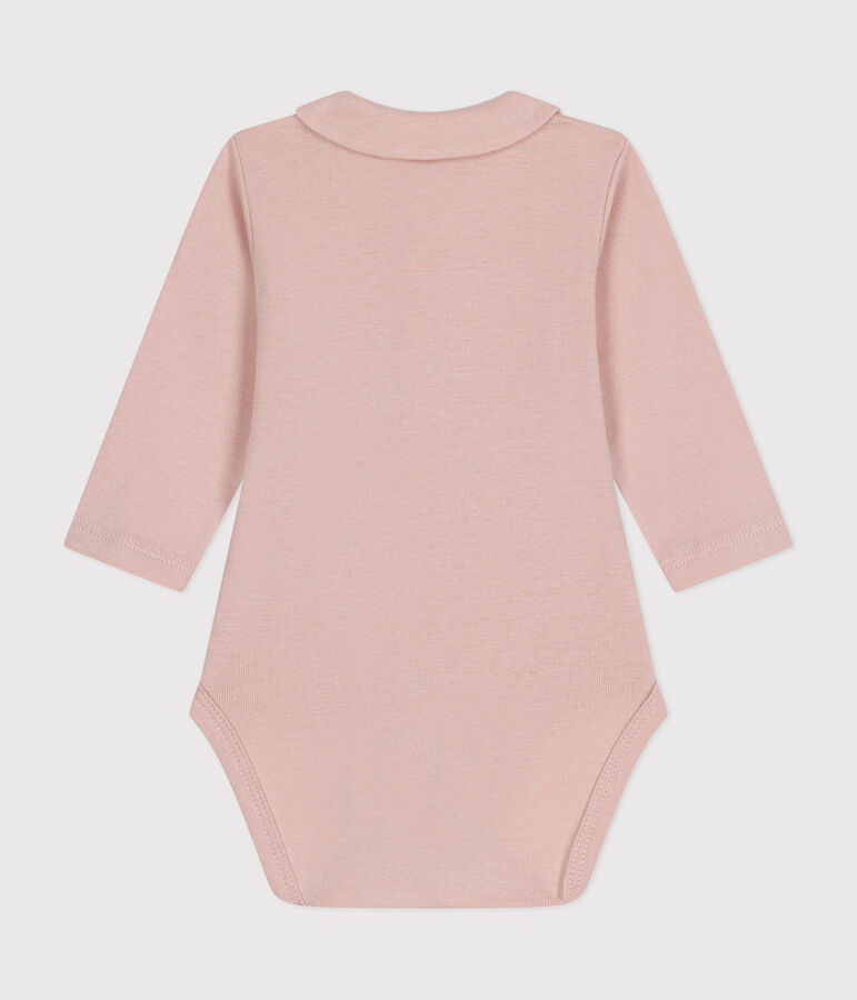 Babies' Long-Sleeved Bodysuit With a Collar pink