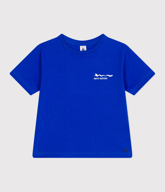 Children's short-sleeved printed cotton T-shirt PERSE blue