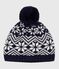 Babies' woollen jacquard beanie hat SOIR blue/MARSHMALLOW
