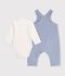 Babies' dungarees and body set in cotton with a plain collar POLAIRE