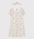 Girls' Floral Print Cotton Nightdress with Crown
