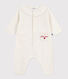 Babies' knitted playsuit with a collar and "P'tit Cœur" embroidery