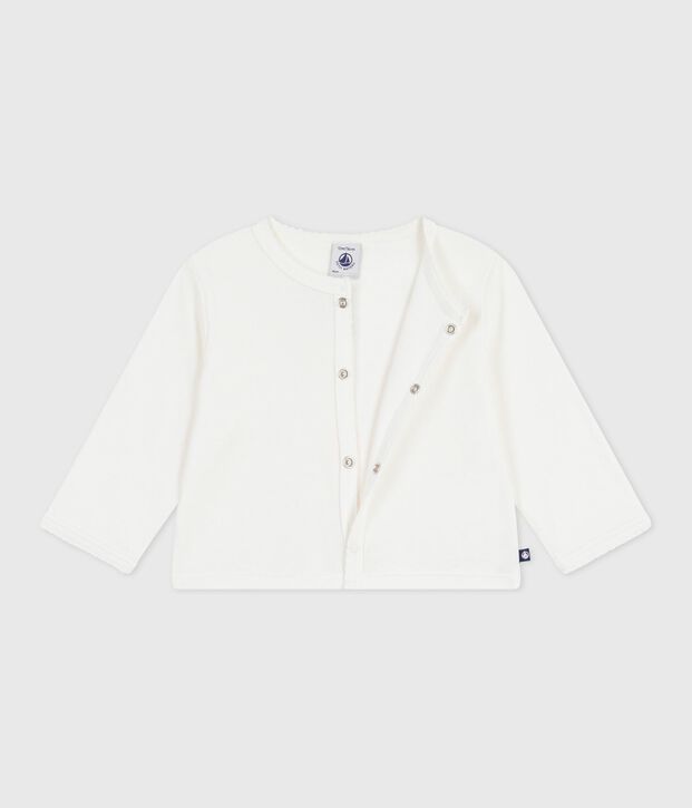 Babies' plain cotton cardigan white