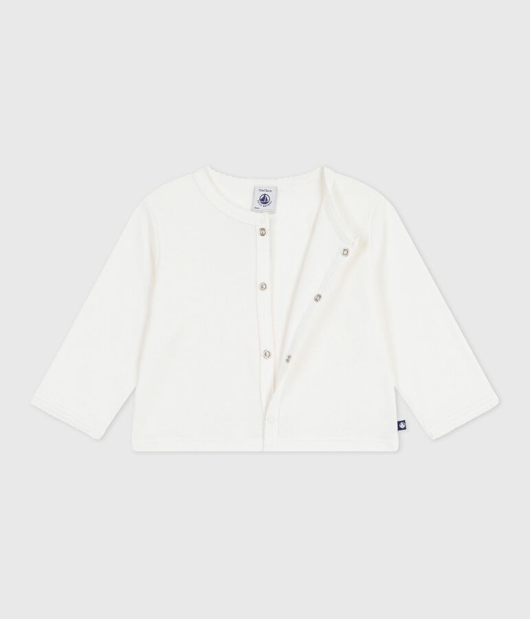 Babies' plain cotton cardigan white