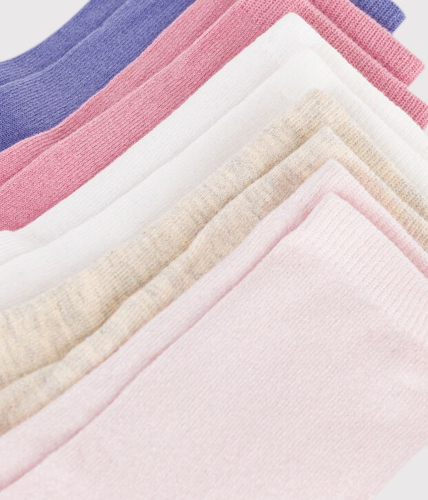 5 pairs of children's plain cotton socks multicolor