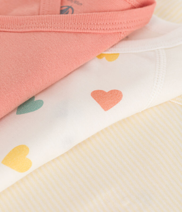 Babies' long-sleeved printed cotton wrapover bodysuits - 3-Pack multicolor