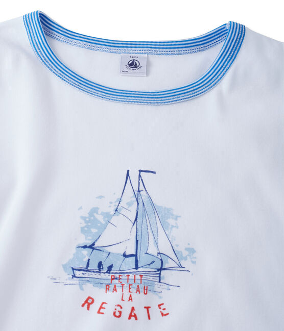 Teenage boy's placement print pyjamas ECUME white/MAJOR blue