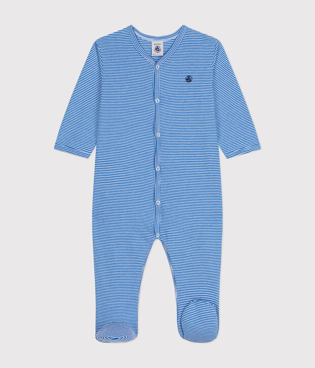 Babies' Stripy Cotton Pyjamas blue/white