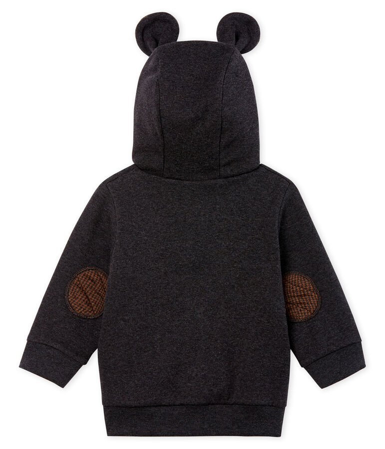 Baby Boys' Hoody in Elastane Rib Knit. grey