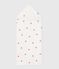 Babies' terry bath cape with embroidered hearts MARSHMALLOW white/CHARME pink