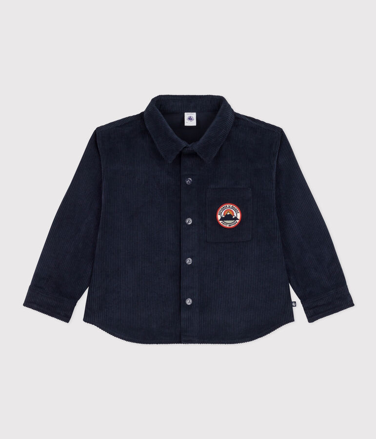 Boys' chunky-rib corduroy overshirt blue