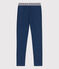 Girls' Denim Effect Fleece Jeggings MEDIEVAL blue/ECRU beige