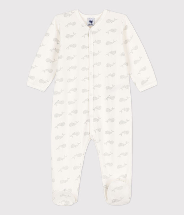 Babies' Velour Sleepsuit white/grey