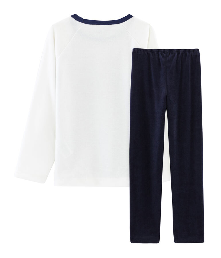 Boys' Velour Pyjamas SMOKING blue/MULTICO white